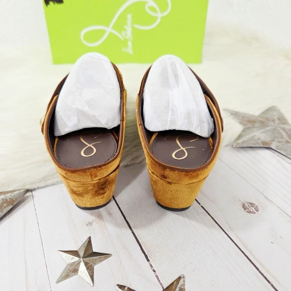 Sam Edelman McKenna Mary Jane Mule Heels Bronze Brown Velvet Size 7 New NWT - Picture 5 of 8